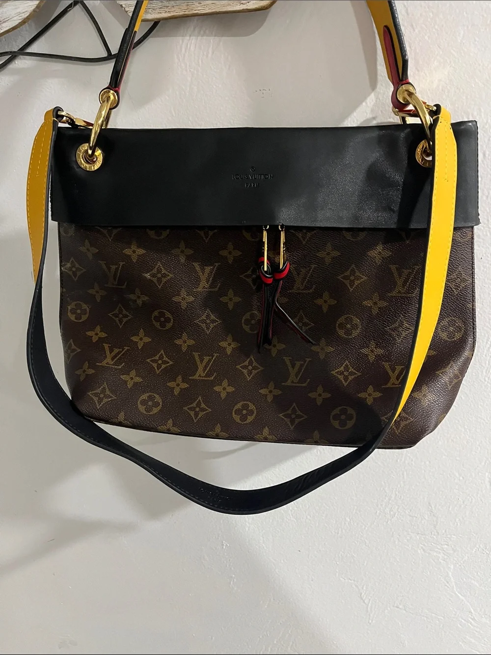 Louis Vuitton Monogram Shoulder Bag with Black, Brown & Yellow Accents